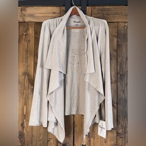 Wrangler Light Gray Draped Open-Front Cardigan